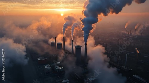 Industrial pollution at sunrise