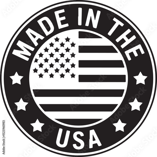 Made in USA Stamp Vector Design

USA Flag Badge Silhouette Art

American Quality Label Vector Scene

Patriotic Made in America Emblem

USA Product Mark with Stars & Stripes