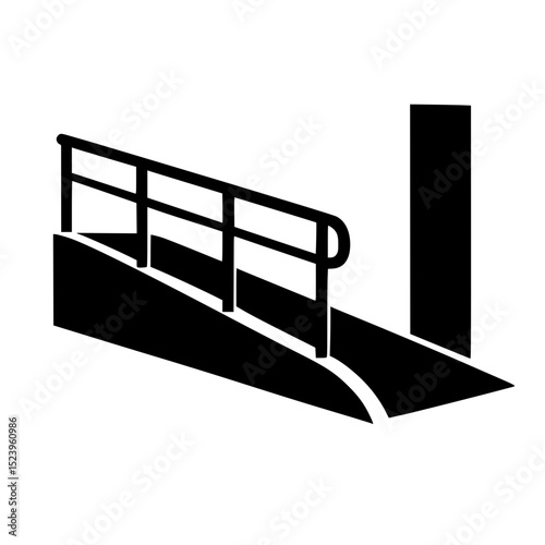 Ramp with railing leading to flat surface for accessibility  