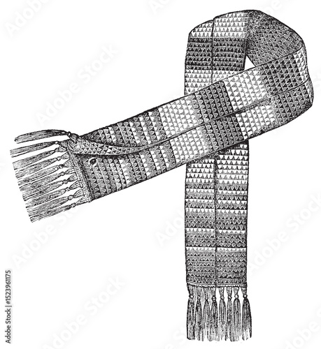 Victorian fashion link drawing  scarf