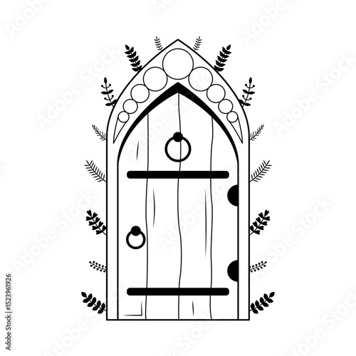 Abstract Doodle Black Line Door Interior Wooden Entrance Indoors Exit Home Out Background Vector Design Banner Party Invitation Template