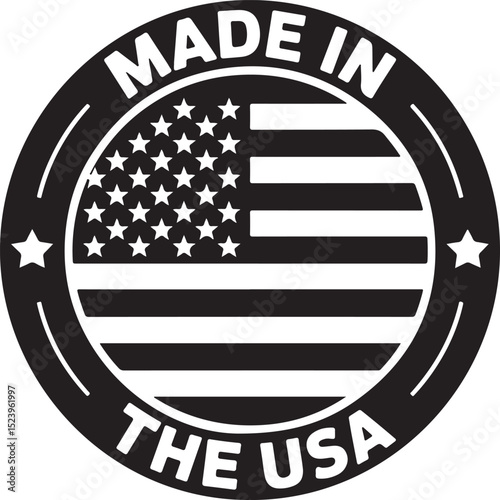 Made in USA Stamp Vector Design

USA Flag Badge Silhouette Art

American Quality Label Vector Scene

Patriotic Made in America Emblem

USA Product Mark with Stars & Stripes