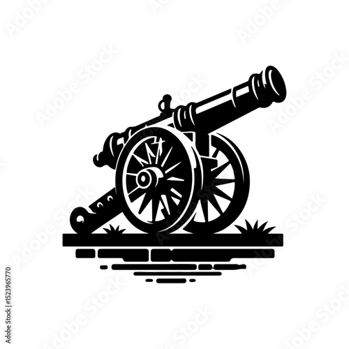 Ancient cannon silhouette 