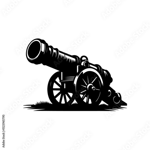 Ancient cannon silhouette 