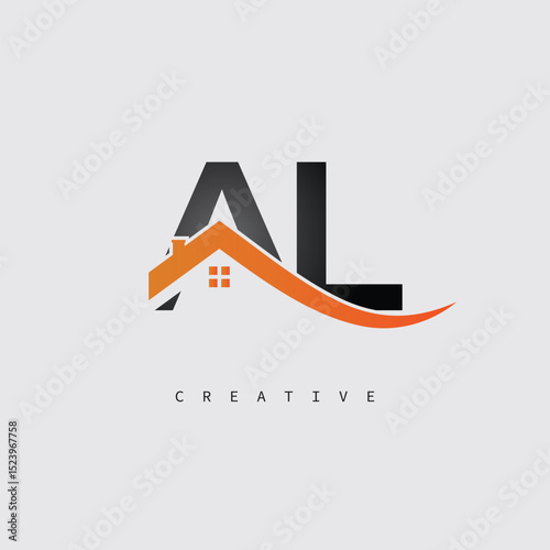AL Real Estate Creative Logo – Minimalist House Roof Monogram for Property, Realtor & Construction Branding