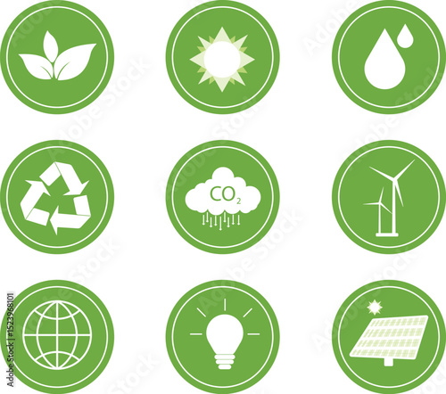 Energy icon, Earth protection concept, Green trees for future business growth and environmental sustainability ESG, You Can Easily Change Color.
