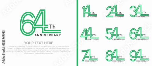 logo anniversary set. green color double line on white background for special event