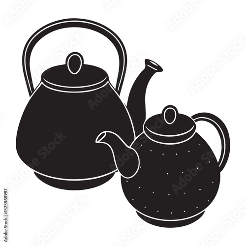 teapot isolated on white background, teapot icon silhouette vector style
