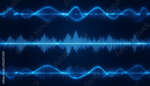 Abstract blue sound waves visualization for digital design