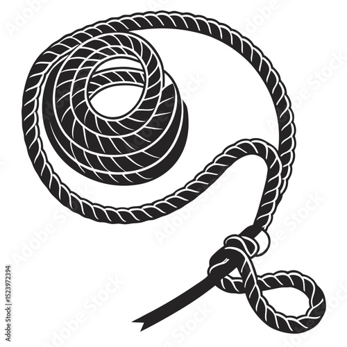 Coiled rope with knot and loop design element