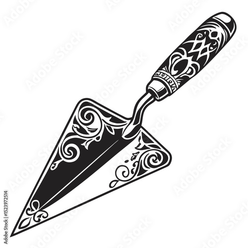 Ornate trowel tool with floral design