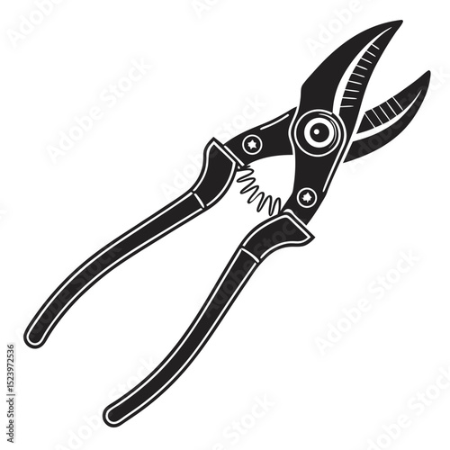 Black and white illustration of bypass pruning shears
