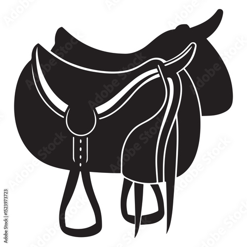 Horse Saddle Vector Illustration Classic Equestrian Equipment Silhouette Isolated Design
