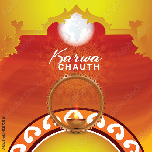 Happy karwa chauth celebration illustration with illustration