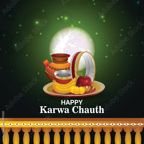Creative design concept of happy karwa chauth card