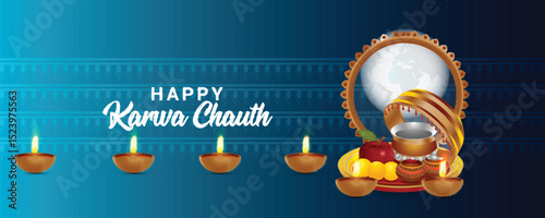 Happy karwa chauth banner design concept