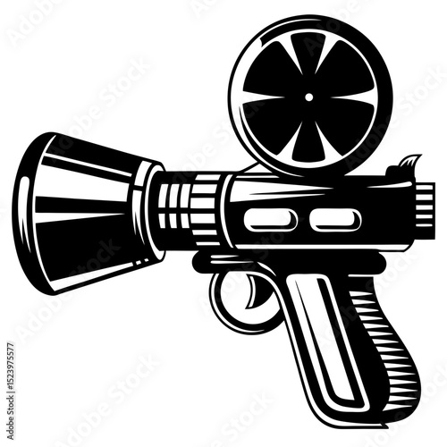 Vintage film projector gun design illustration