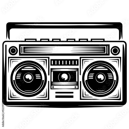 Vintage boombox cassette player stereo graphic