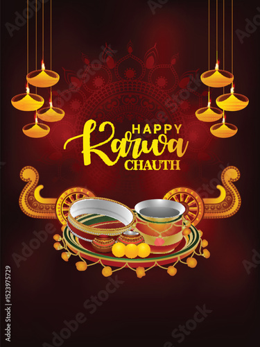 Happy karwa chauth celebration design