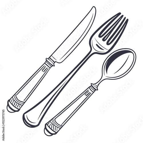 Elegant hand drawn cutlery set illustration
