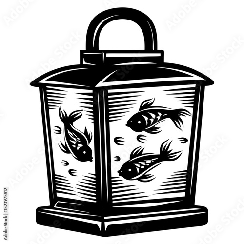 Ornamental lantern with koi fish design