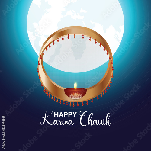 Happy karwa chauth vector card design
