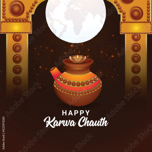 Banner design of happy karwa chauth celebration banner