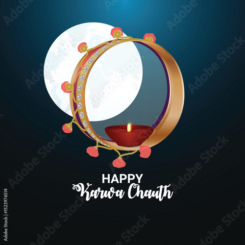 Happy karwa chauth banner design concept