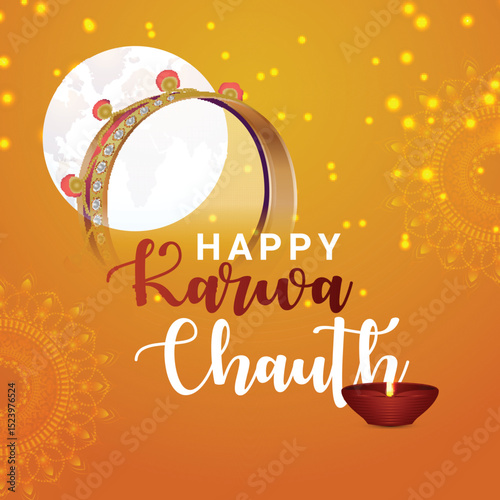 Banner design of happy karwa chauth celebration banner