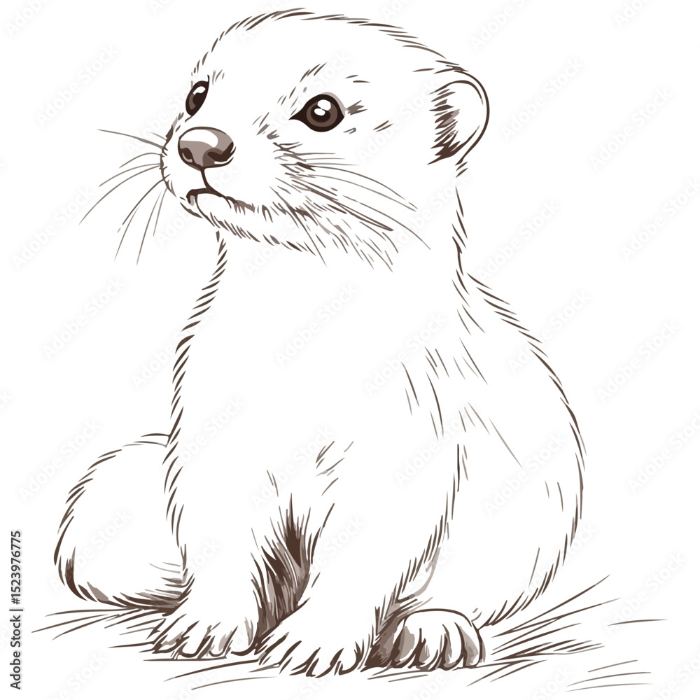 Fototapeta premium ferret, animal, vector, transparent background, creature, mustela putorius furo, cute, mammal, isolated, wildlife, one animal, nature, furry, vertebrate