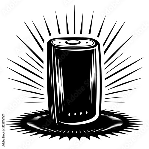 Smart speaker illustration black and white