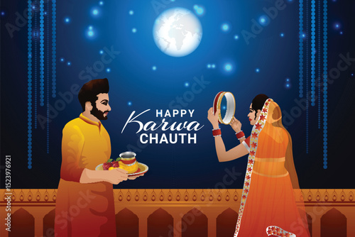 Creative design concept of happy karwa chauth background