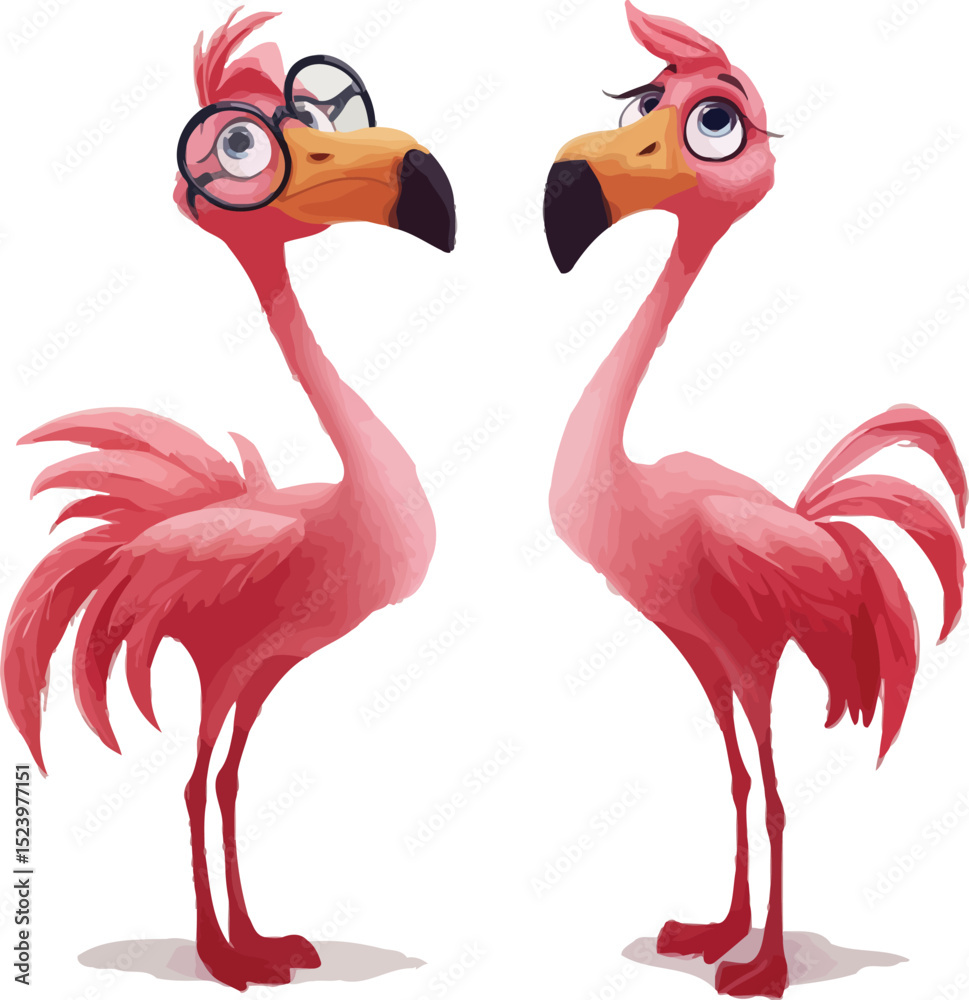 Obraz premium Flamingo Cartoon Character Outline for Coloring – Fun and Stylish Tropical Bird Illustration for Summer Designs, Kids’ Art, and Branding Projects