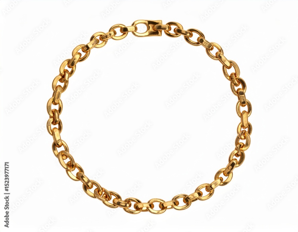 Obraz premium Golden bracelet over white background
