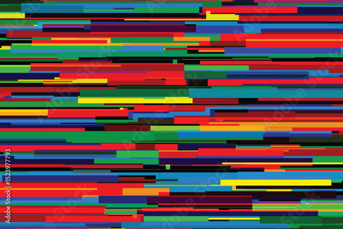 Vector background with multicolored glitch effects, combining vivid tones and irregular patterns to simulate digital distortion and tech-inspired visual energy.

