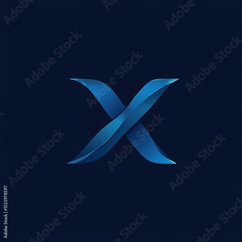 Abstract Blue Letter X Logo Design with Modern and Minimalist Look