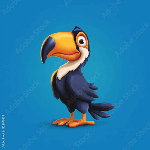 Toucan Cartoon Character Mascot Vector – Bright and Fun Tropical Bird Illustration for Kids, Branding, and Educational Designs