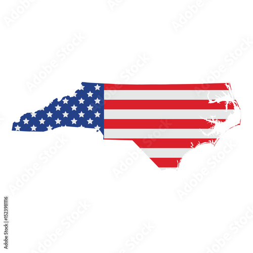 vector of North Carolina map with USA flag