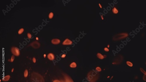 Abstract fire particles in dark