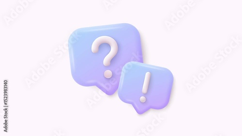 3D animation of question and answers concept