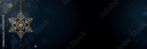 Christmas themed backgrounds and templates with simple, minimalist, elegant and premium designs,Background with dark blue and black color gradation,Large snow object with golden color	