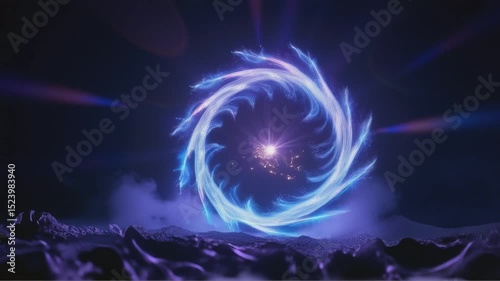 Cosmic ring over a landscape of mountains