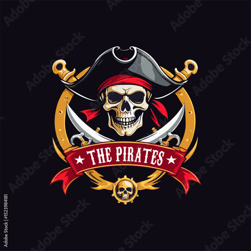 Vintage pirate emblem logo design