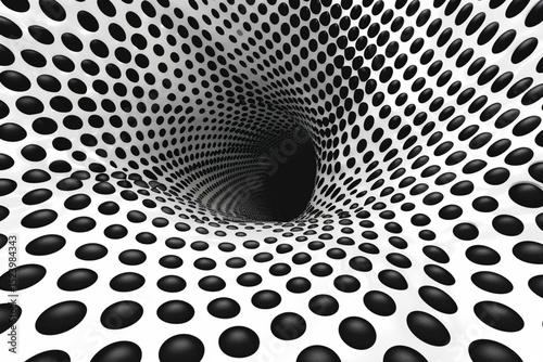Black dots illusion type abstract design background. Black dots representing a curved surface