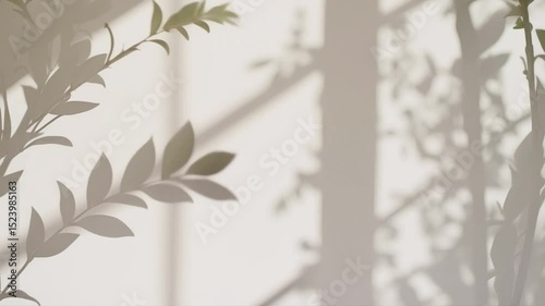 Soft shadows of leaves on a wall