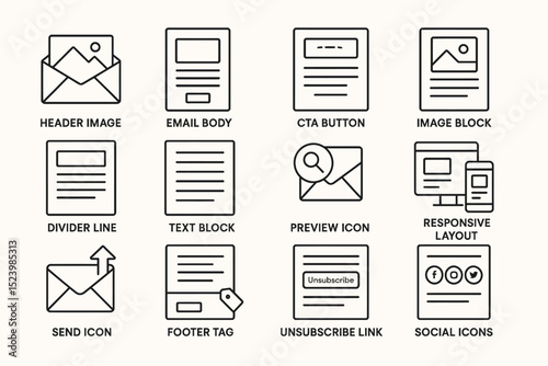 Essential email design elements: icons for headers, images, and layouts