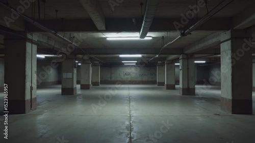 Empty underground parking garage