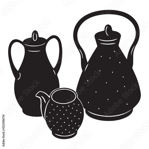 teapot isolated on white background, teapot icon silhouette vector style
