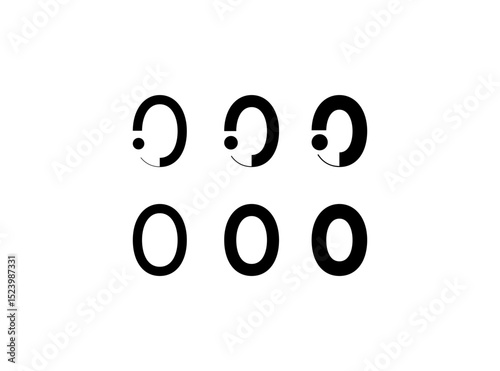 Logo number 0, set of six different thicknesses