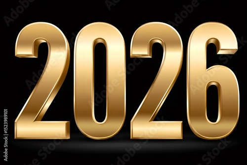 Golden 2026 sign celebrating the new year on black background